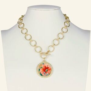 Tessa Toggle Necklace Apricot Blossoms NIB